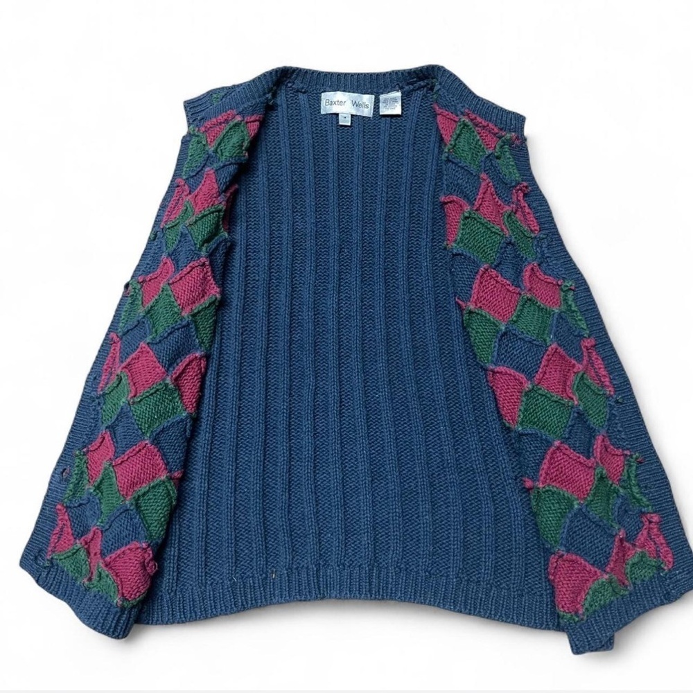 Vintage 90s Baxter & Wells Sweater Vest Women's Size M Retro Knitted Button Up - Picture 2 of 8